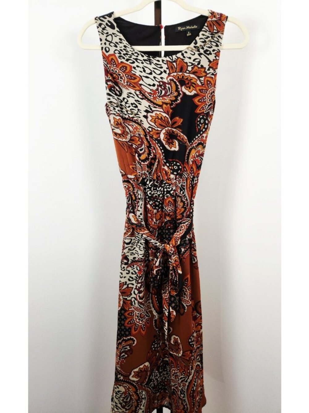 Ryan Michelle Paisley Print Sleeveless Midi Dress In Animal Mult-Print-SZ Small